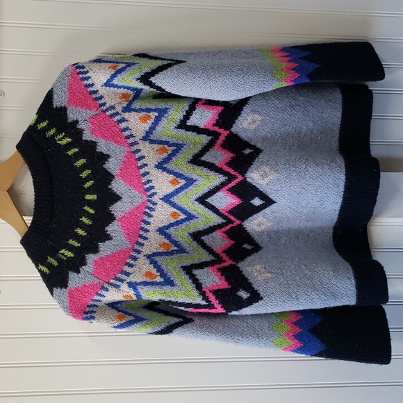 Kate Spade Faire Isle Multicolor Chevron Wool Alpaca Blend Sweater Size XS - Picture 7 of 7